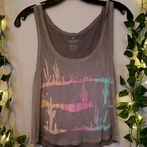 American Eagle Gray Cactus Top